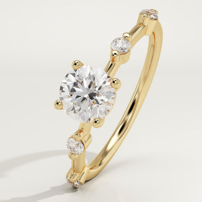 Round Cut Dainty Pave Lab-Grown Diamond Engagement Ring