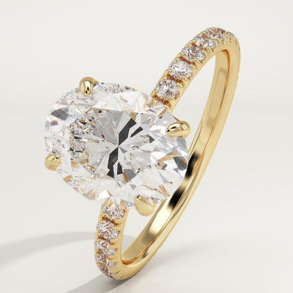 Oval Cut Pave Lab-Grown Diamond Engagement Ring