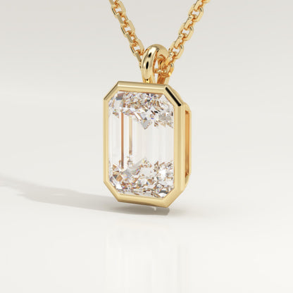 2 CT Emerald Lab-Grown Diamond Solitaire & Bezel Necklace