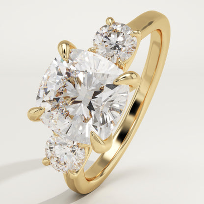 Cushion Cut Three Stone Lab-Grown Diamond Engagement Ring