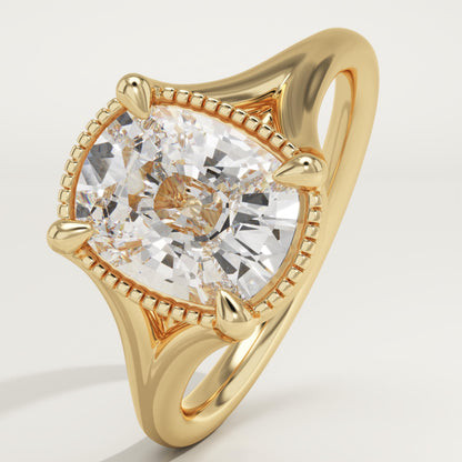 Elongated Cushion Cut Split Shank Lab-Grown Diamond Engagement Ring