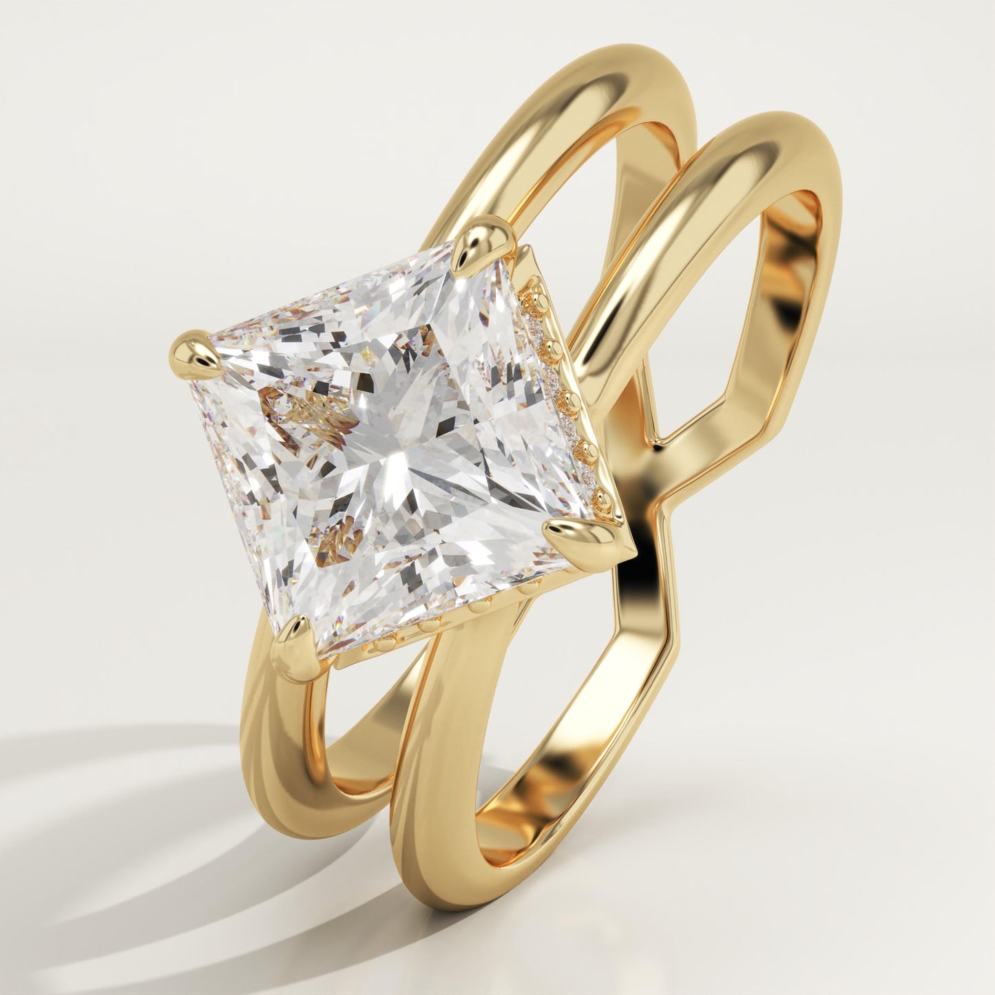 Princess Cut Hidden Halo Lab-Grown Diamond Engagement Ring