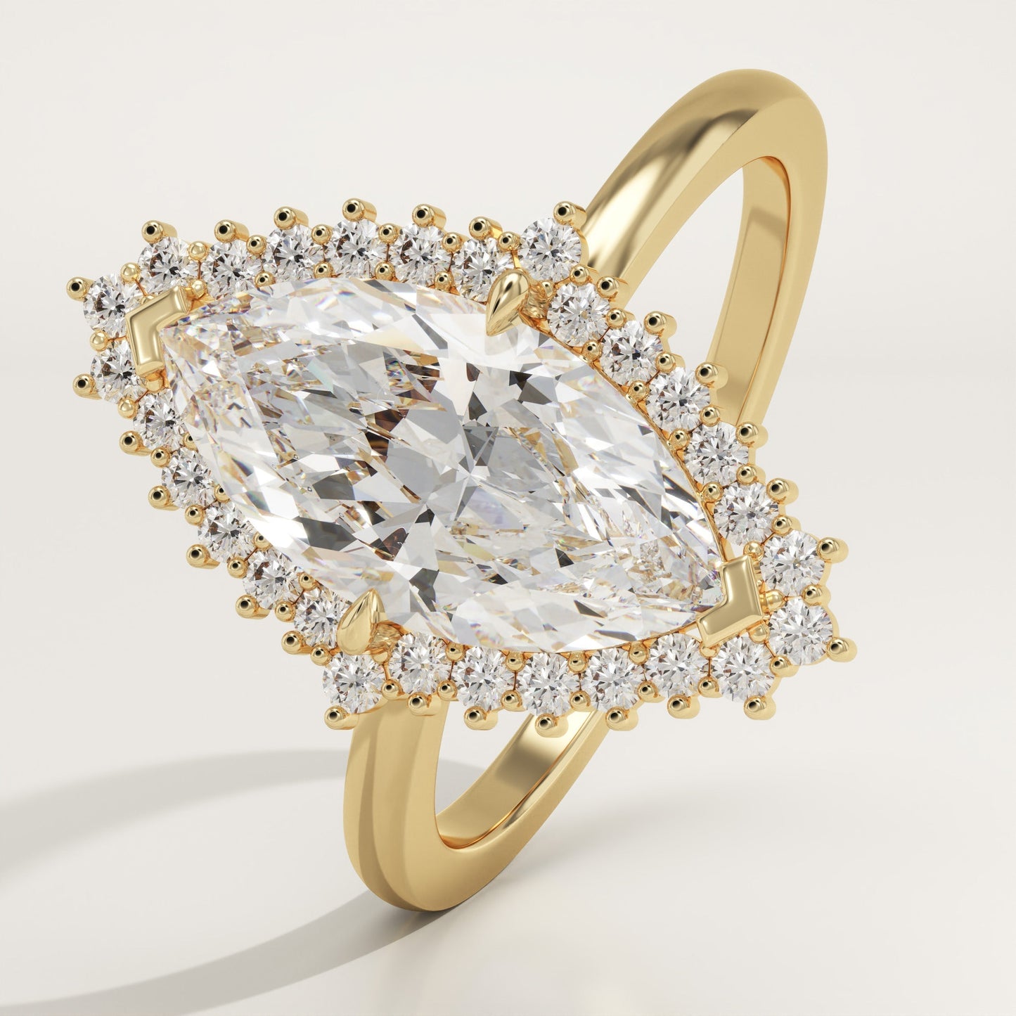 Marquise Cut Halo Lab-Grown Diamond Engagement Ring