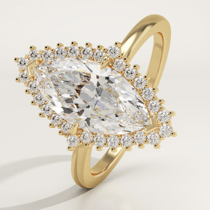 Marquise Cut Halo Lab-Grown Diamond Engagement Ring