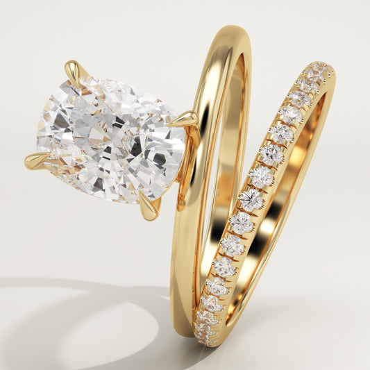 Elongated Cushion Cut Pave Lab-Grown Diamond Engagement Ring