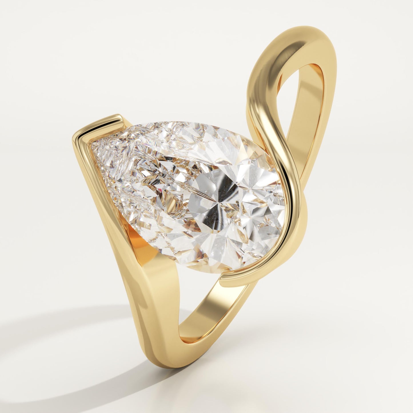 Pear Cut Swirl Lab-Grown Diamond Engagement Ring