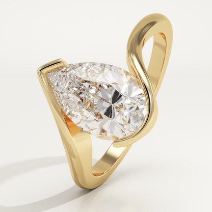 Pear Cut Swirl Lab-Grown Diamond Engagement Ring