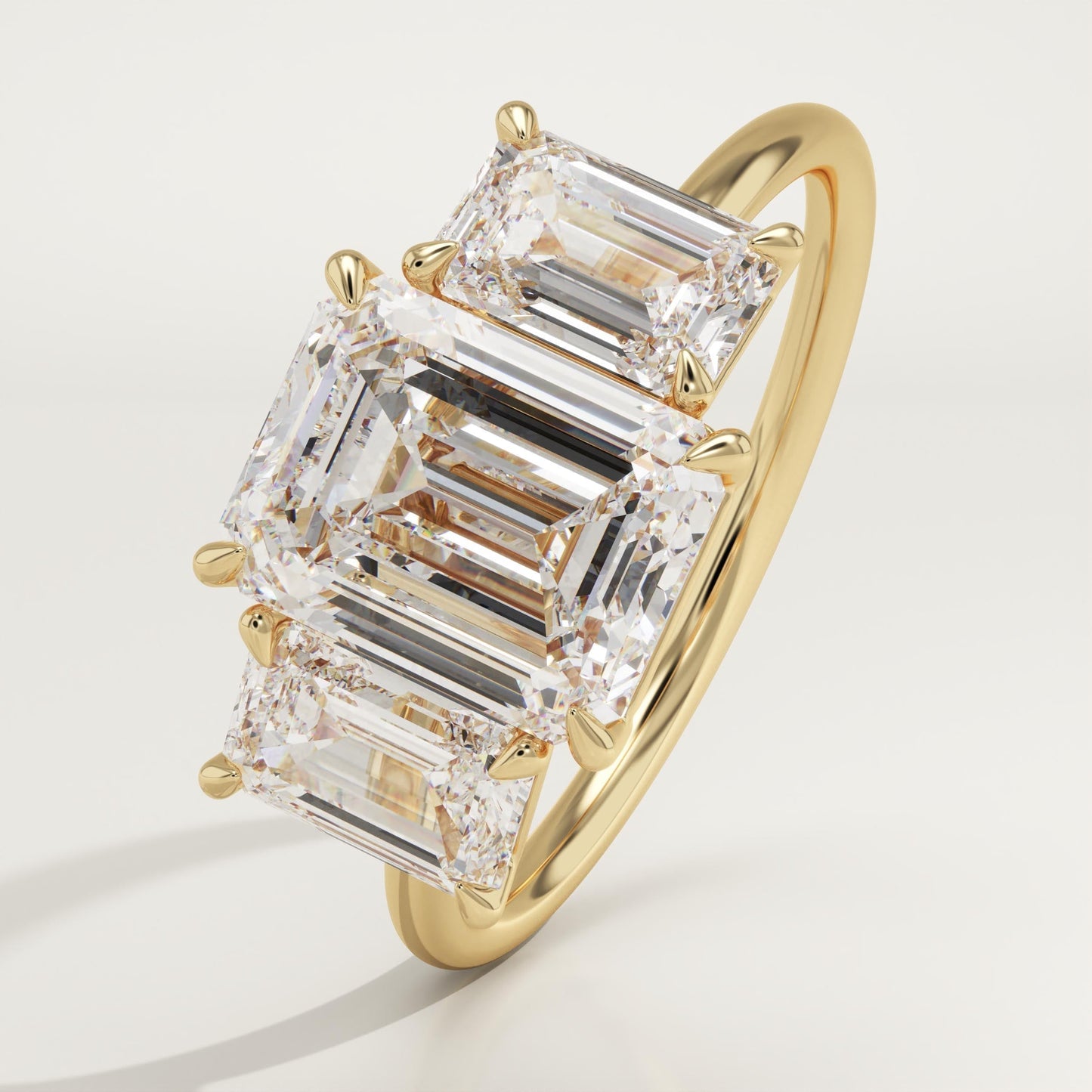 Emerald Cut Three Stone Lab-Grown Diamond Engagement Ring