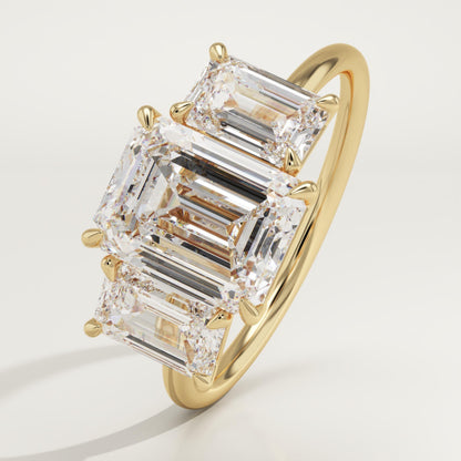Emerald Cut Three Stone Lab-Grown Diamond Engagement Ring