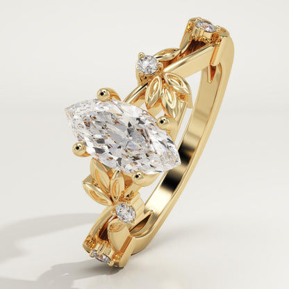 Marquise Cut Nature Inspired Lab-Grown Diamond Engagement Ring