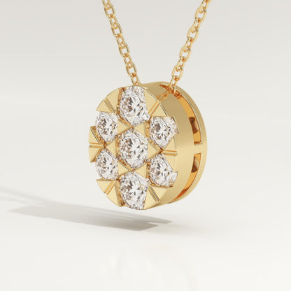 0.54 TCW Round Lab-Grown Diamond Oval Charm Necklace