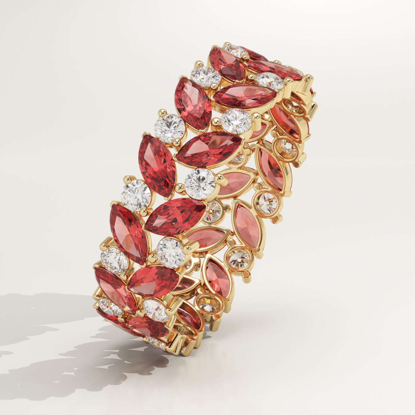 1.93 TCW Round & Marquise Shaped January-Garnet Birthstone Wedding Band