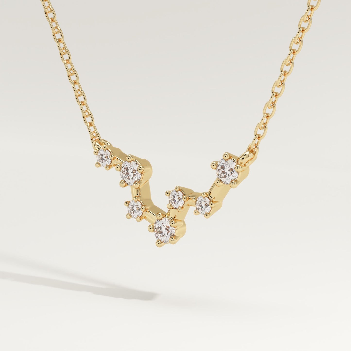 0.103 TCW Round Lab-Grown Diamond Pisces Constellation Necklace