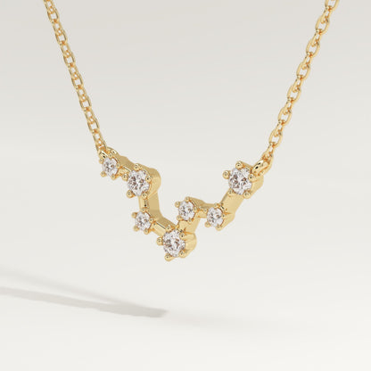 0.103 TCW Round Lab-Grown Diamond Pisces Constellation Necklace