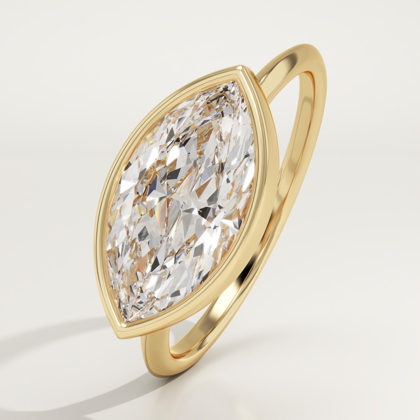 1.75 CT East West Marquise Cut Solitaire Bezel Moissanite Engagement Ring