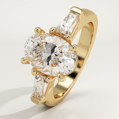 Oval Cut Three Stone Lab-Grown Diamond Engagement Ring
