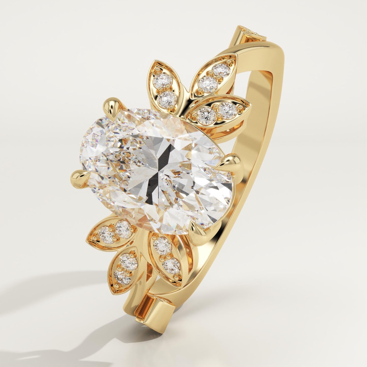Oval Cut Nature Inspired Lab-Grown Diamond Engagement Ring
