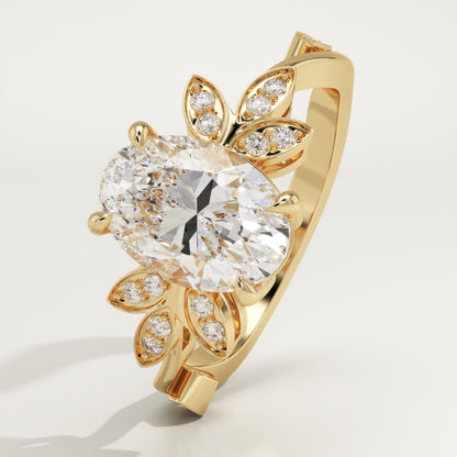 Oval Cut Nature Inspired Lab-Grown Diamond Engagement Ring