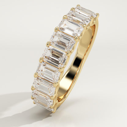 1.8 TCW Emerald Lab-Grown Diamond Half Eternity Wedding Band