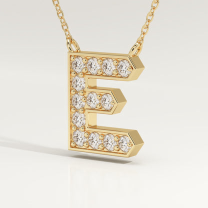 0.385 TCW Round Lab-Grown Diamond E Initial Necklace