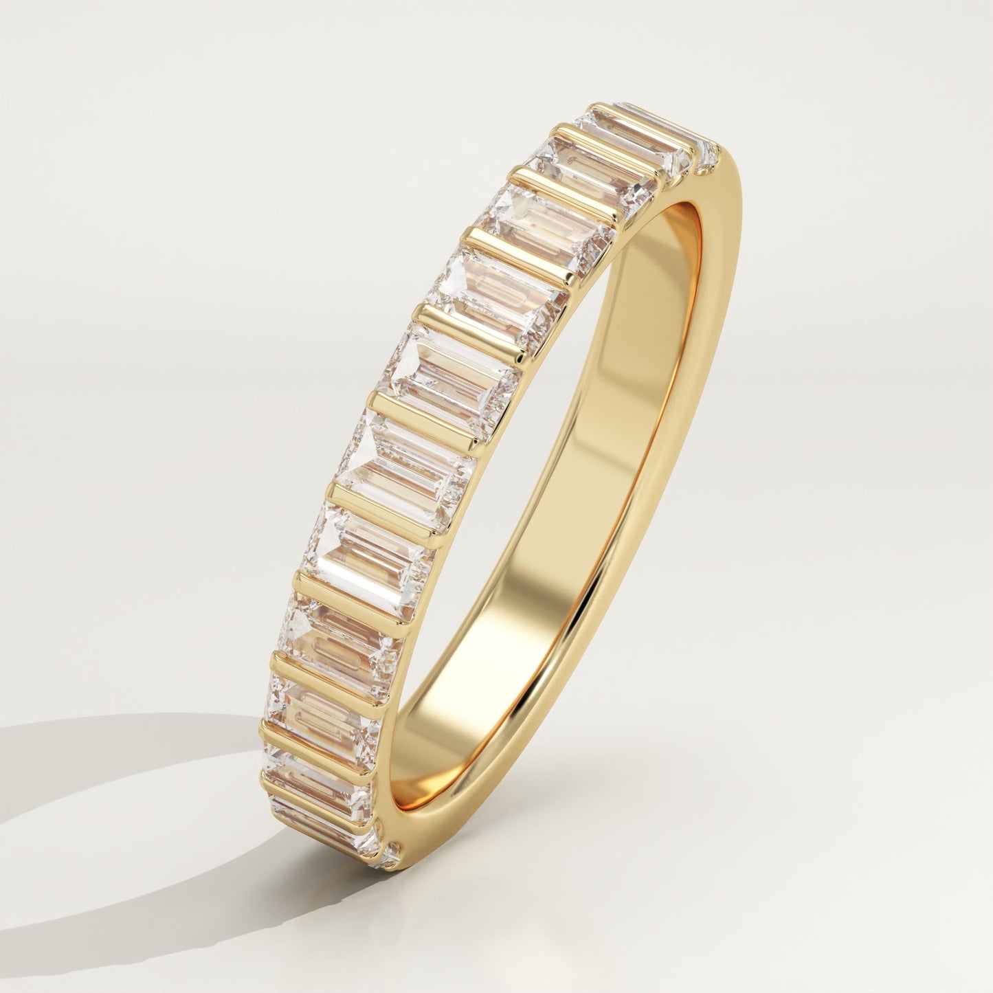 1.08 TCW Baguette Lab-Grown Diamond Half Eternity Wedding Band