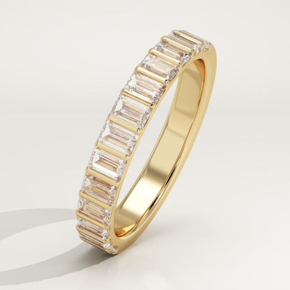 1.08 TCW Baguette Lab-Grown Diamond Half Eternity Wedding Band