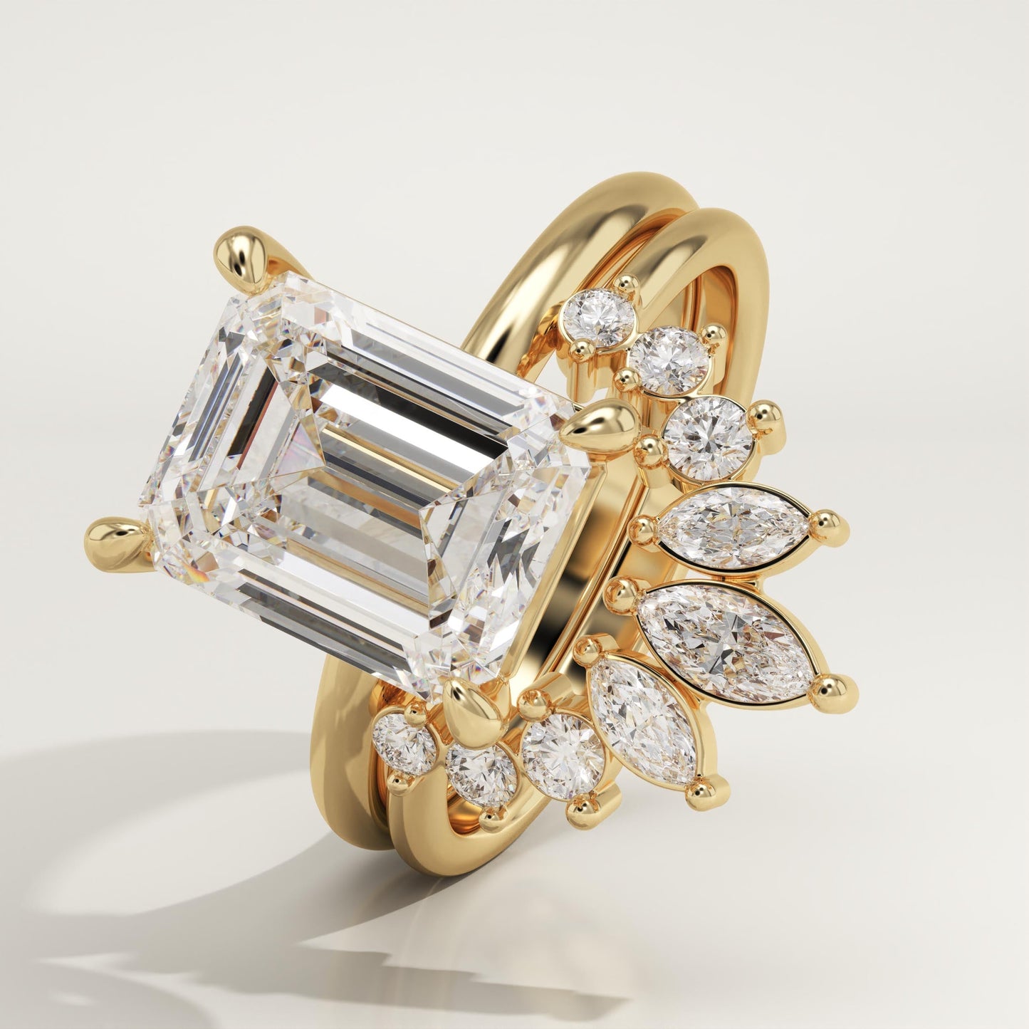 Emerald Cut Cluster Lab-Grown Diamond Bridal Set