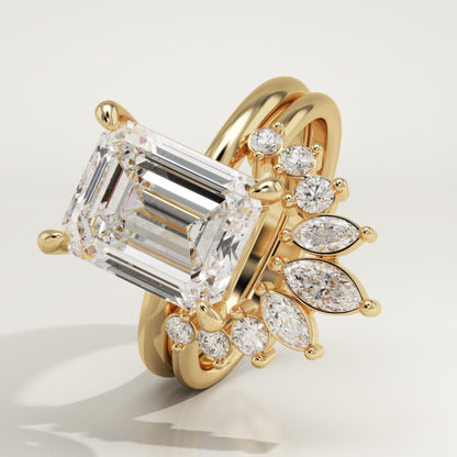 Emerald Cut Cluster Lab-Grown Diamond Bridal Set