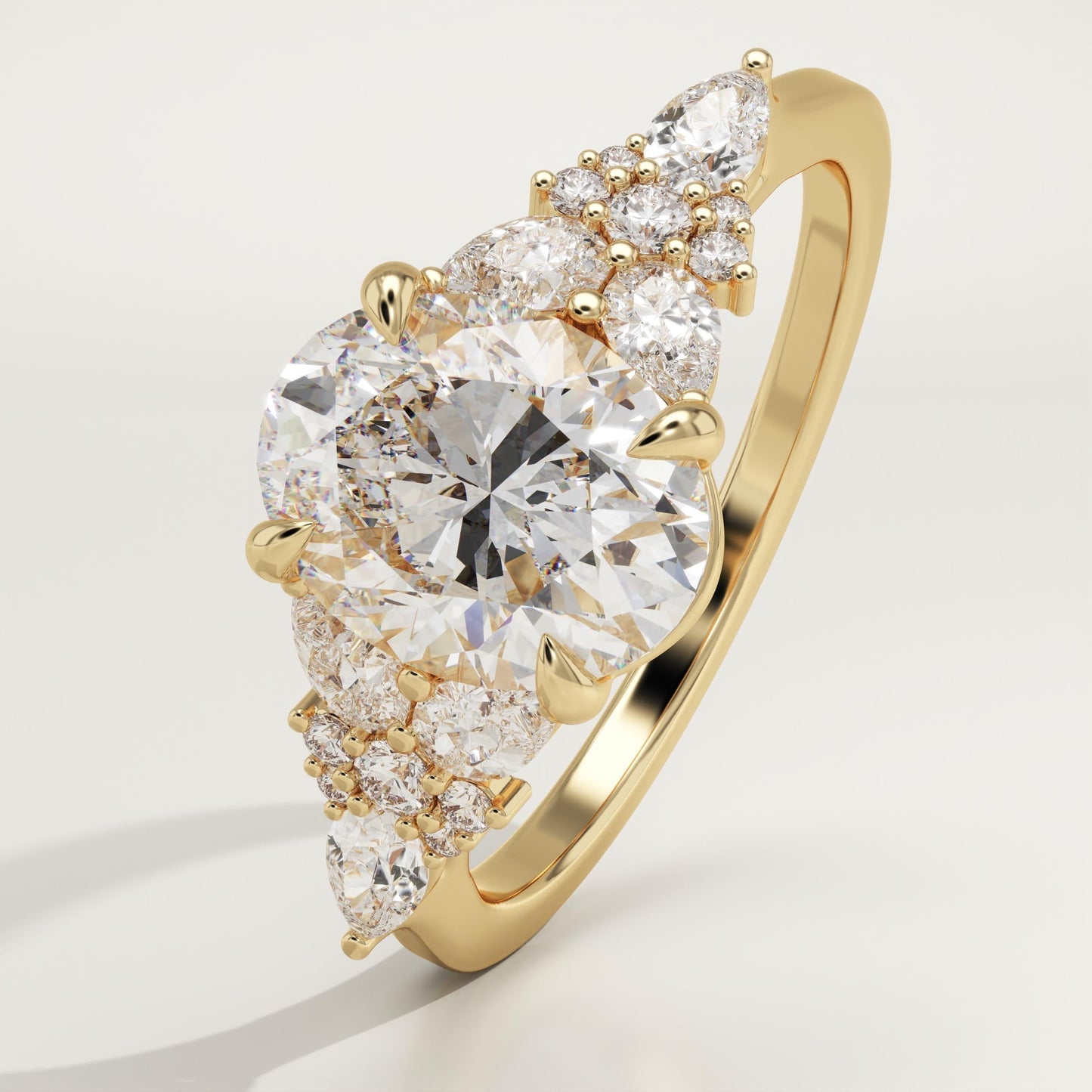 Oval Cut Cluster Lab-Grown Diamond Engagement Ring