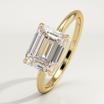 2 CT Emerald Cut Solitaire Moissanite Engagement Ring