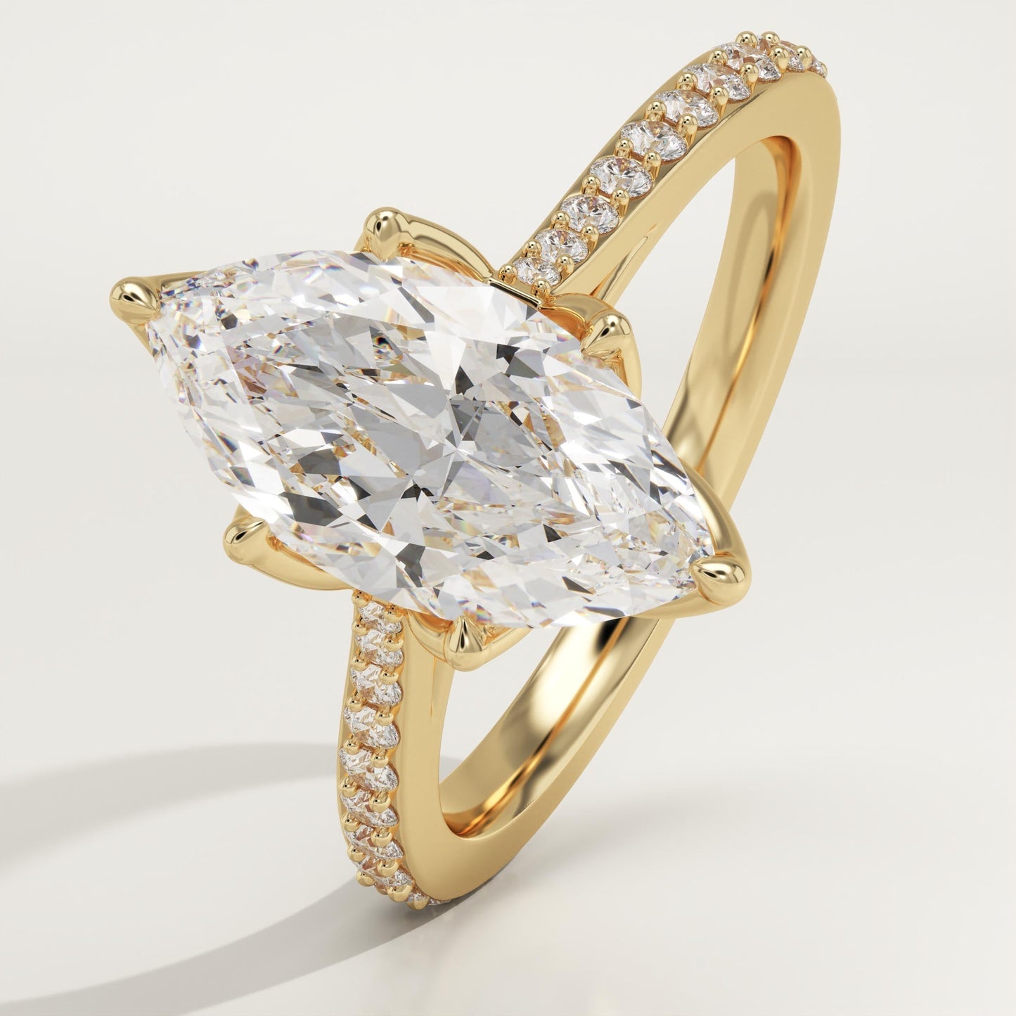 Marquise Cut Pave Cathedral Lab-Grown Diamond Engagement Ring