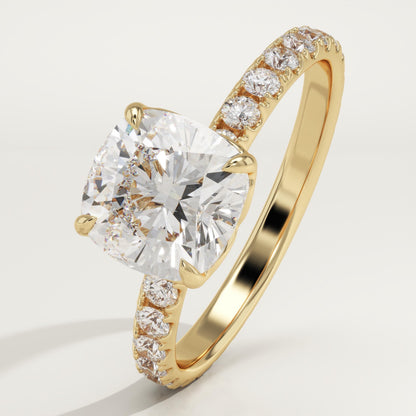 Cushion Cut Pave Lab-Grown Diamond Engagement Ring
