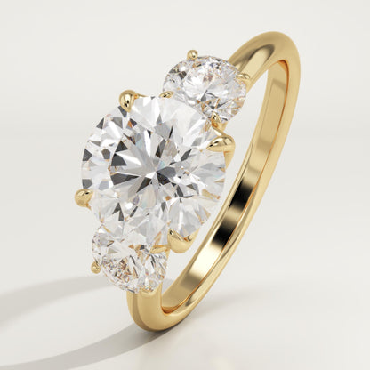 Round Cut Three Stone Lab-Grown Diamond Engagement Ring