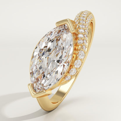 East West Marquise Cut Swirl Pave Lab-Grown Diamond Engagement Ring