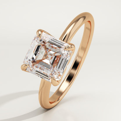 Asscher Cut Solitaire Lab-Grown Diamond Engagement Ring