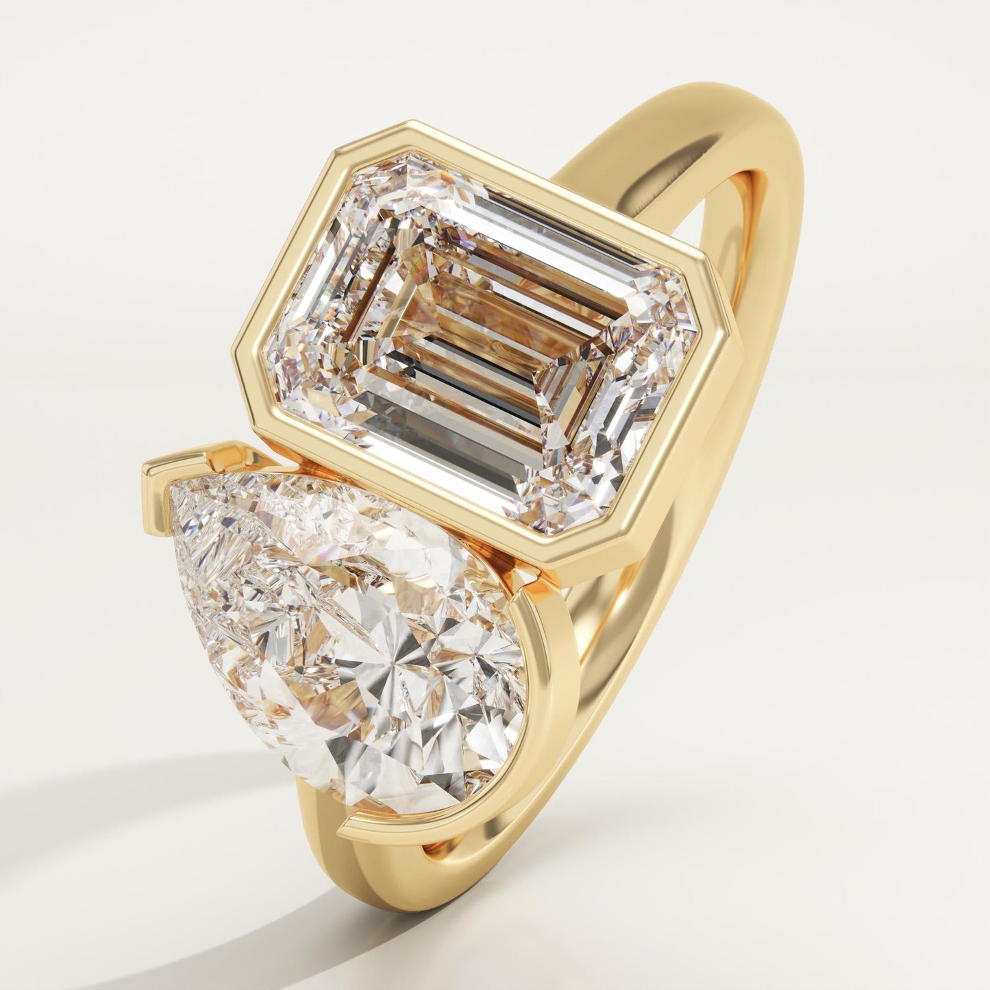 3 TCW Pear & Emerald Cut Toi Et Moi Lab-Grown Diamond Engagement Ring
