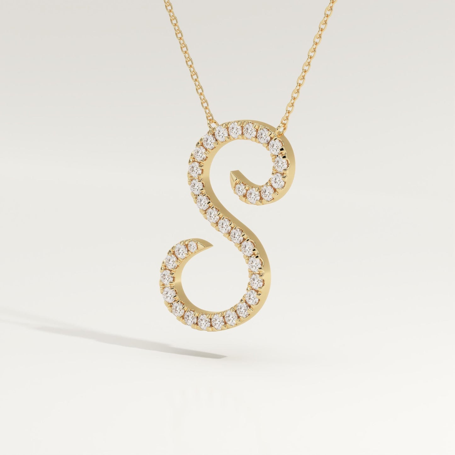 0.585 TCW Round Lab-Grown Diamond S Initial Necklace