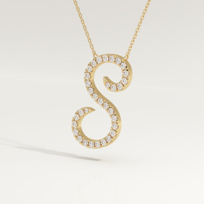 0.585 TCW Round Lab-Grown Diamond S Initial Necklace