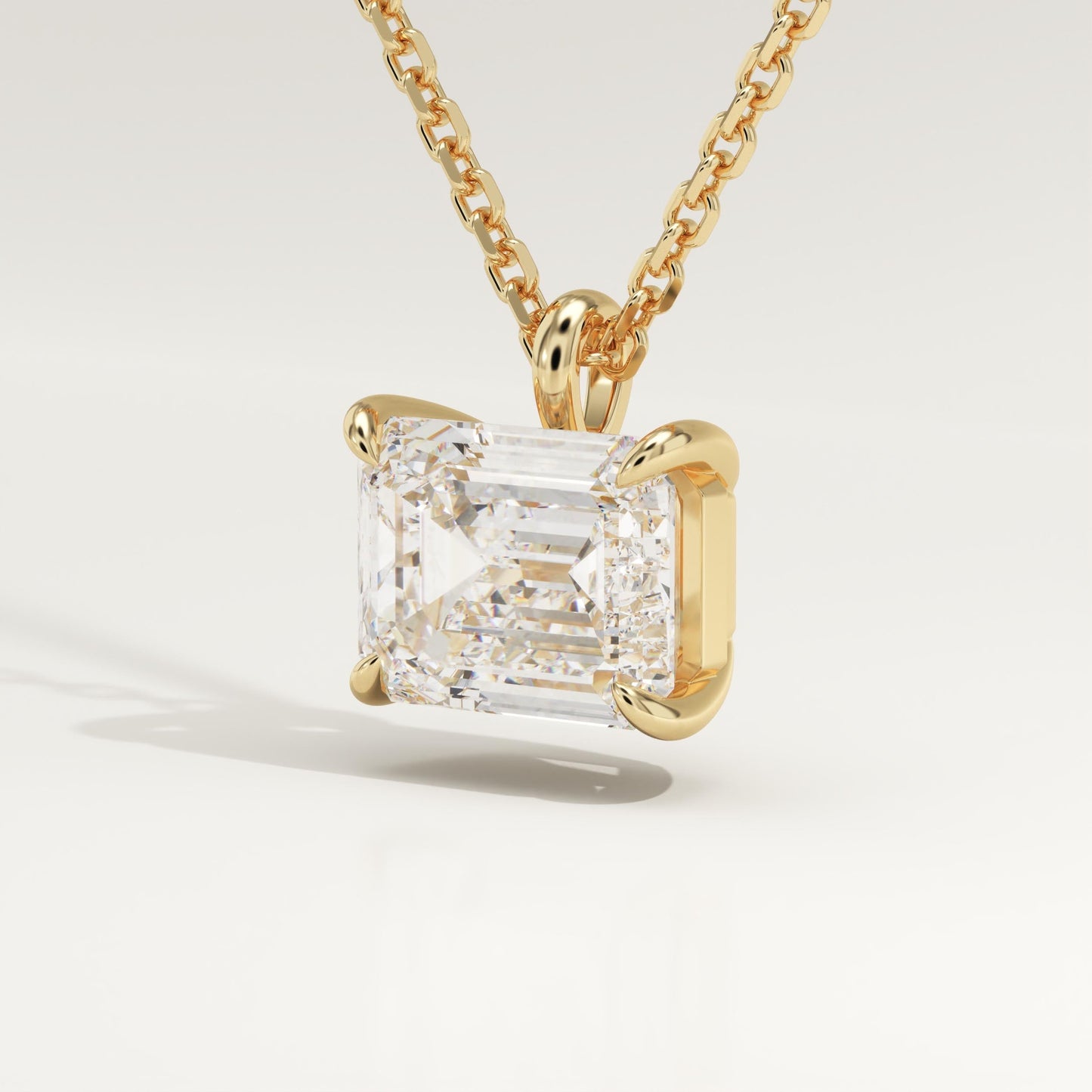 2 CT East West Emerald Lab-Grown Diamond Solitaire Necklace