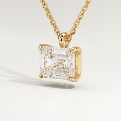 2 CT East West Emerald Lab-Grown Diamond Solitaire Necklace