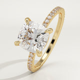 2.0 CT Cushion Cut Pave Lab-Grown Diamond Engagement Ring