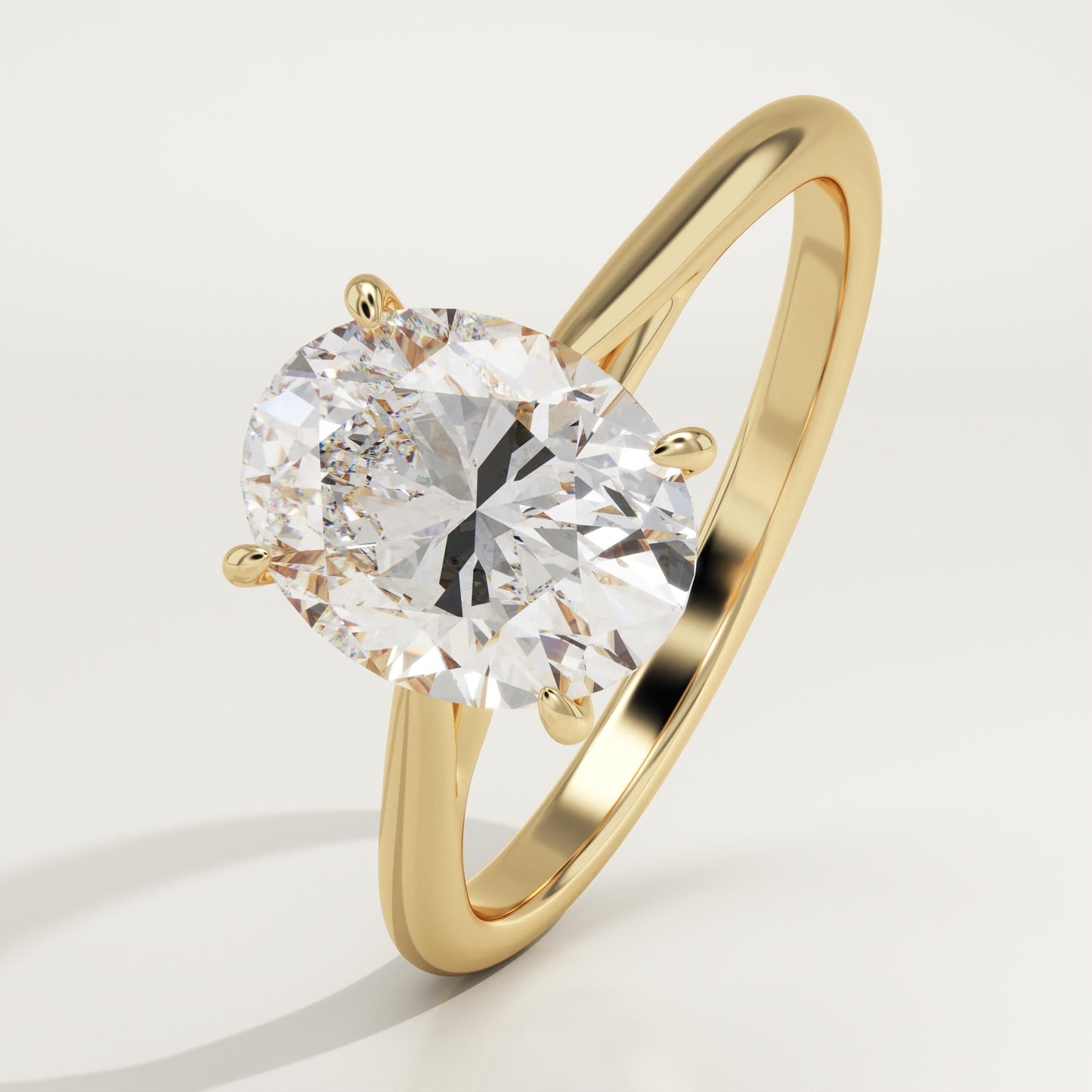 Oval Cut Solitaire Cathedral Lab-Grown Diamond Engagement Ring