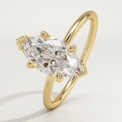 Marquise Cut Hidden Halo Lab-Grown Diamond Engagement Ring