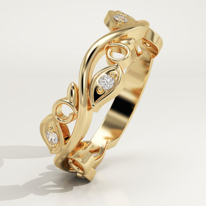 0.11 TCW Round Lab-Grown Diamond Twig Wedding Band