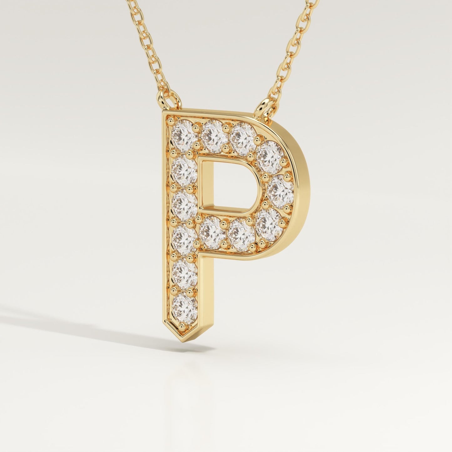 0.39 TCW Round Lab-Grown Diamond P Initial Necklace