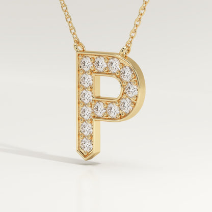 0.39 TCW Round Lab-Grown Diamond P Initial Necklace