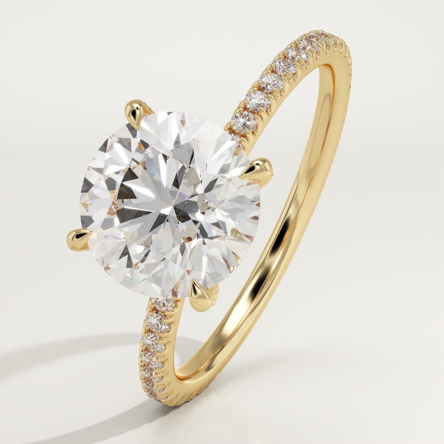 Round Cut Hidden Halo & Pave Lab-Grown Diamond Engagement Ring