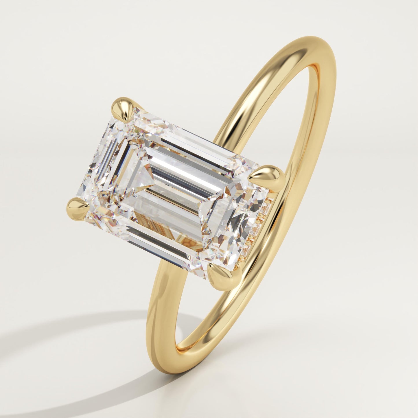 Emerald Cut Hidden Halo Lab-Grown Diamond Engagement Ring