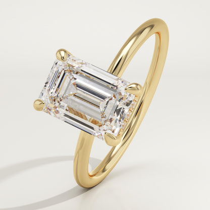 Emerald Cut Hidden Halo Lab-Grown Diamond Engagement Ring