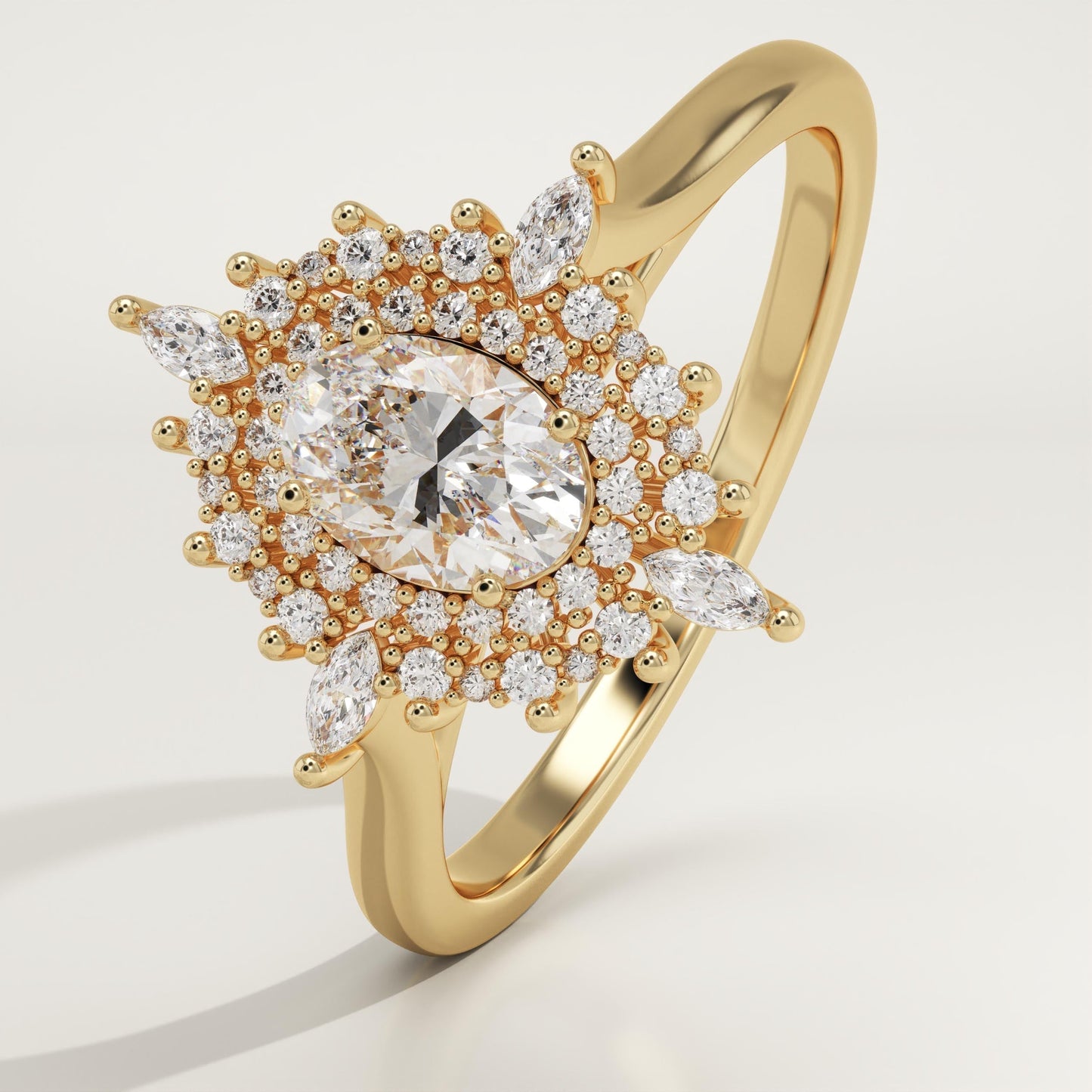 Oval Cut Cluster Lab-Grown Diamond Engagement Ring